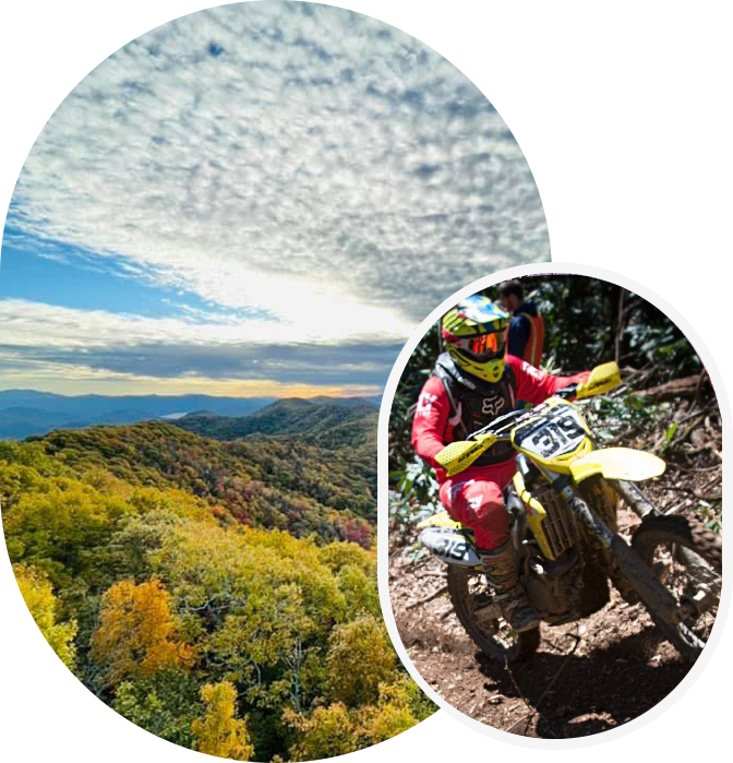 A dirt bike rider is riding on the side of a mountain.