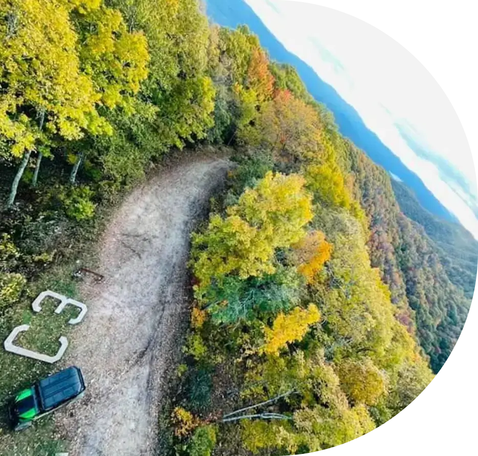 A view of the road from above.