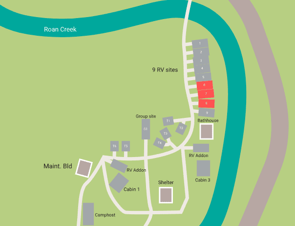 Roan Creek Campground Map